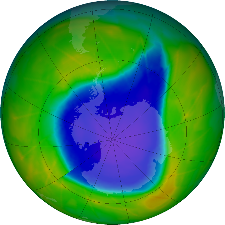 Antarctic ozone map for 07 November 2009